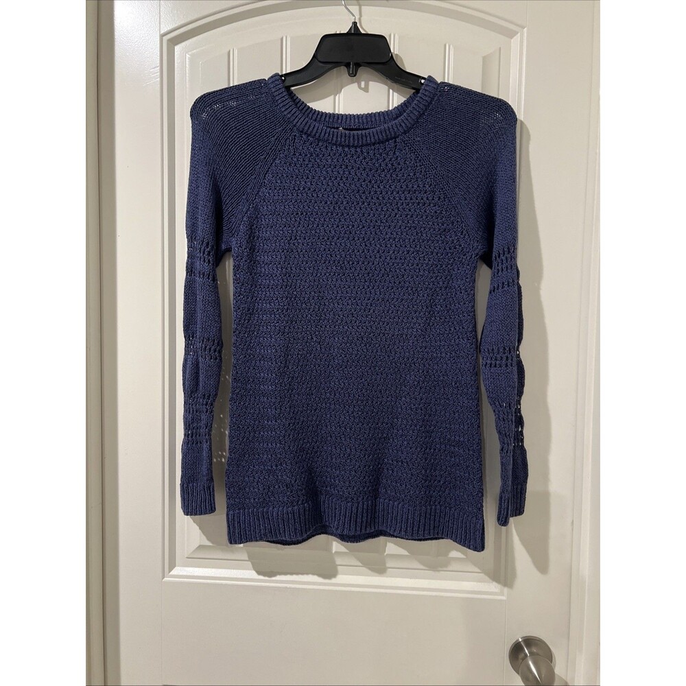 Tommy Bahama Womens Medium Blue Long Sleeve Sweater Knit Top